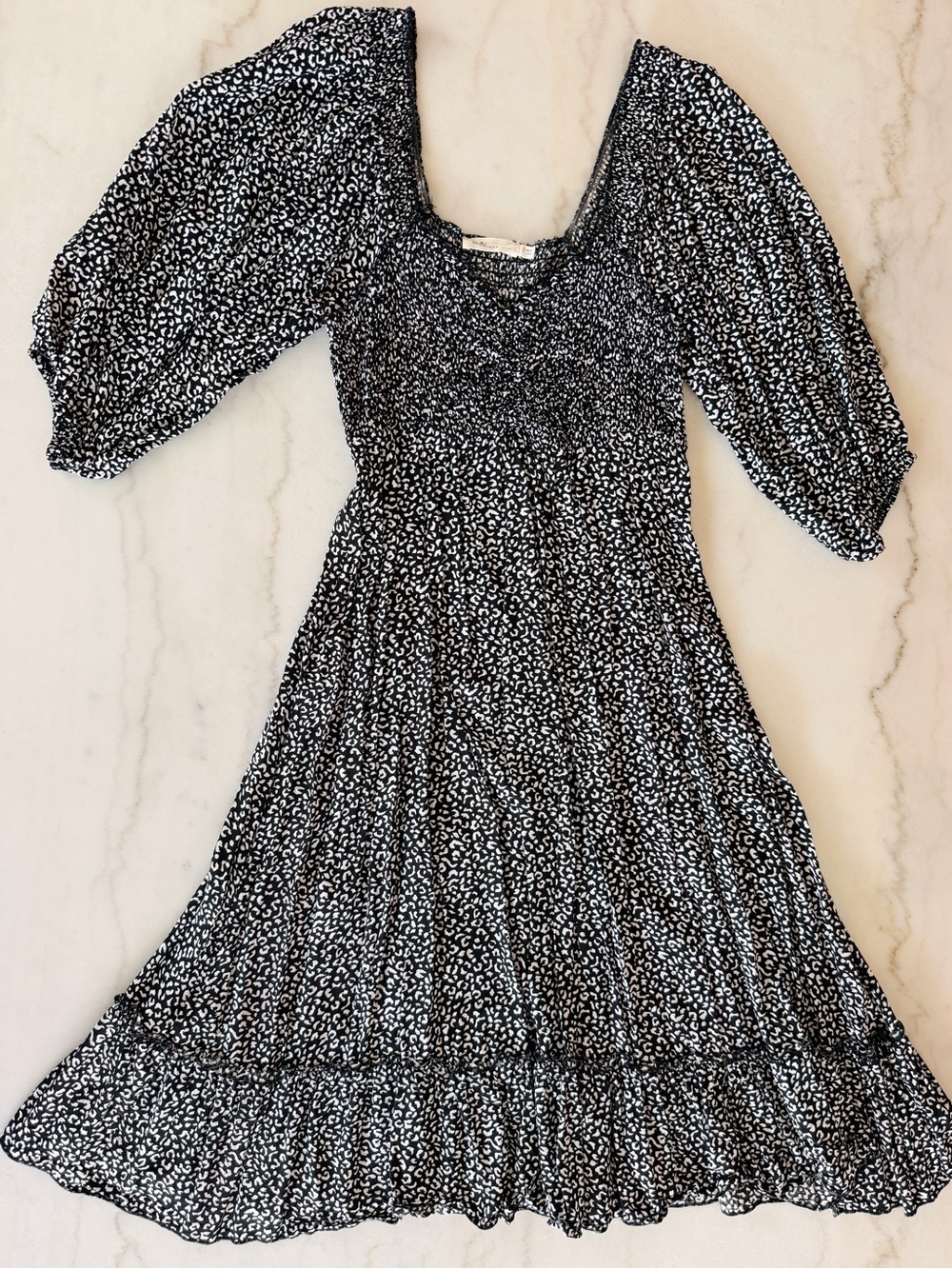 Millibon Black and White Smocked Dress
